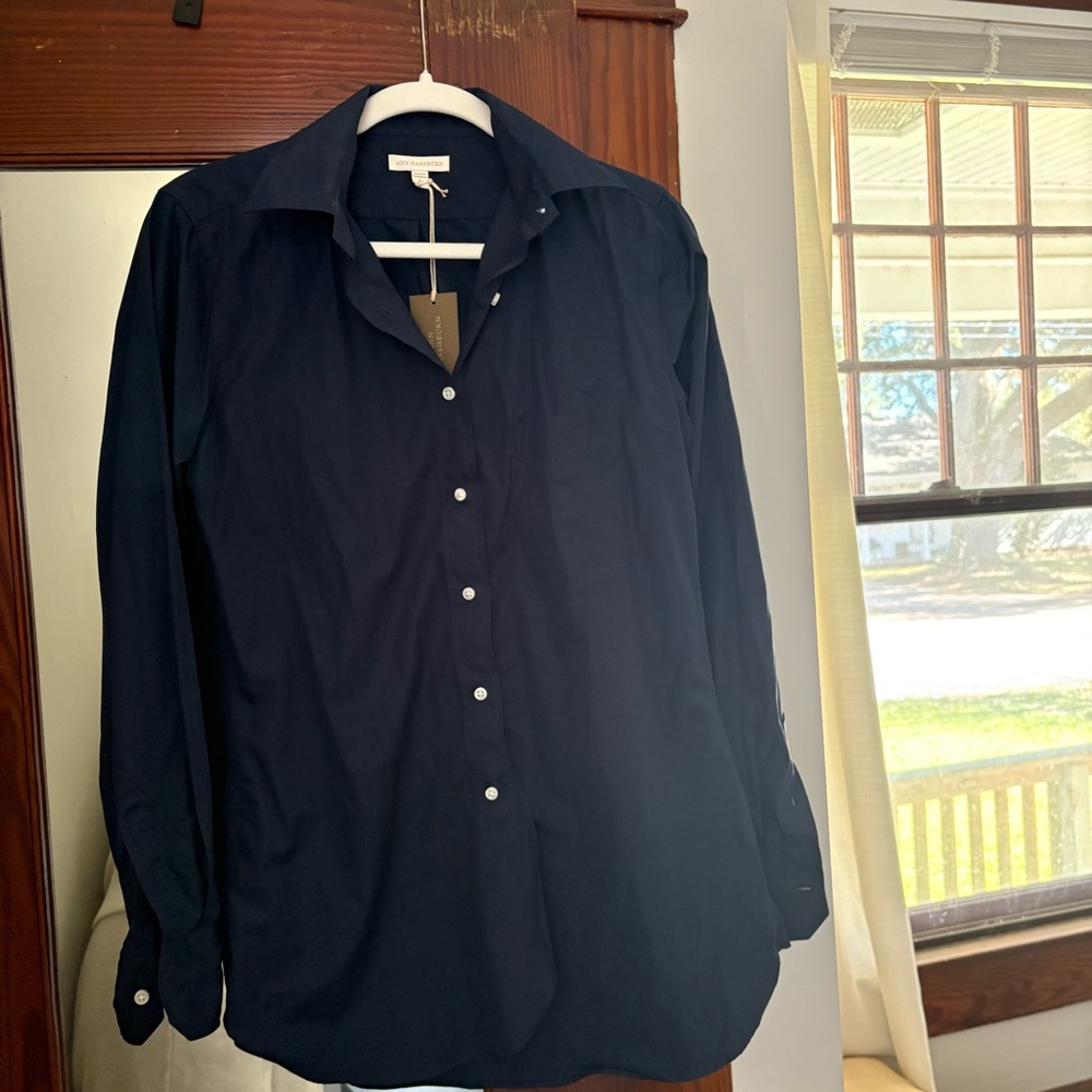 Ann Mashburn Boyfriend Buttondown Shirt Navy